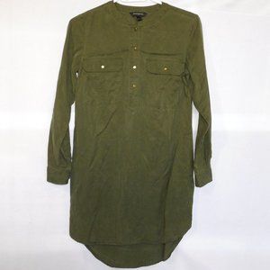 Banana Republic Factory Womens 0 Army Green 1/2 Button front Mini Midi Dress